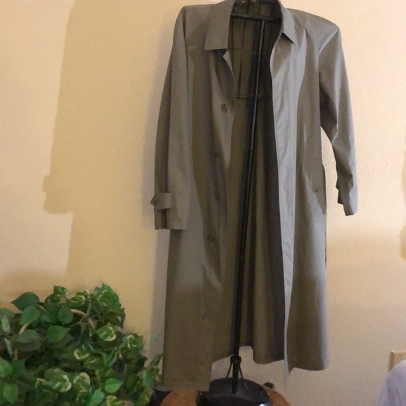 Vintage SANYO grayish green tailored cover button front Trench Coat 🧥 Size L - Picture 6 of 10